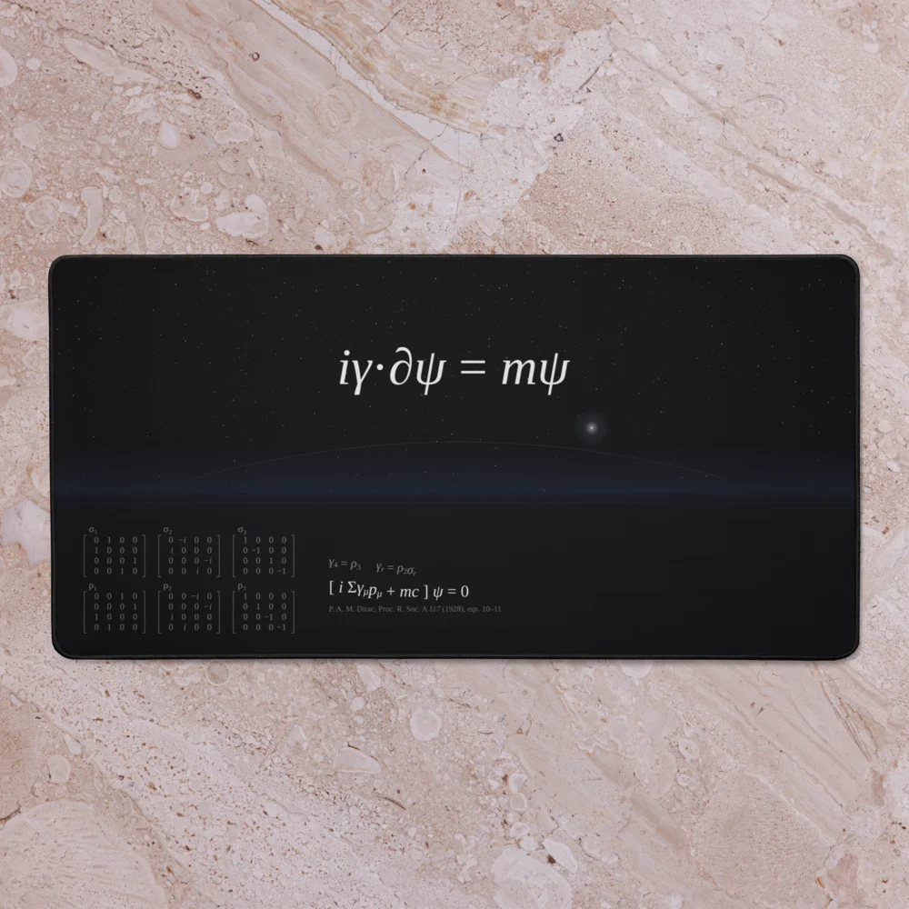 The desk mat lying flat on a pale marble surface.